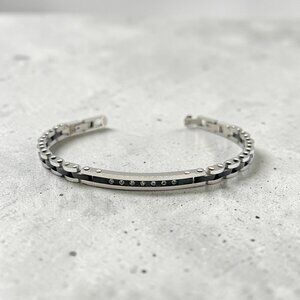 So Chic Gents Stainless Steel and Crystal Link Bracelet